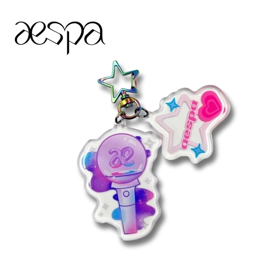 Aespa Llavero de acrílico Lightstick con charm